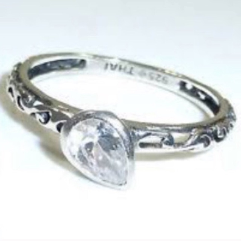 Silpada Sterling Silver Teardrop CZ Stack Ring R2464